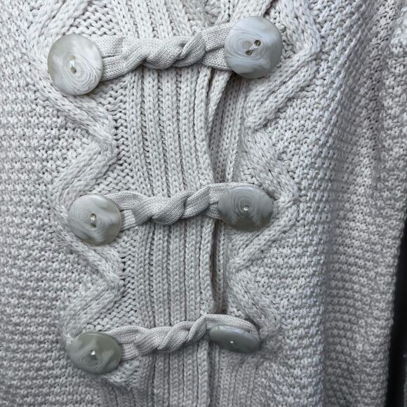 Aran Cream Cable Knit Cardigan Sweater Size Medium - Picture 3 of 10